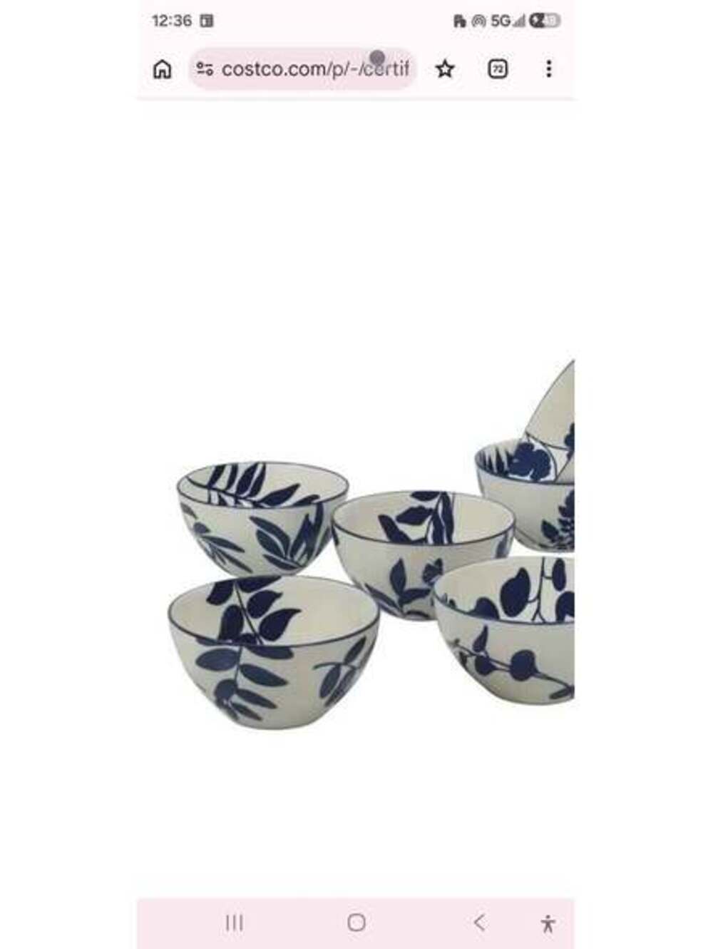 Arbor Stoneware Bowls 6 Piece Set 6 Inch Blue White Botanical